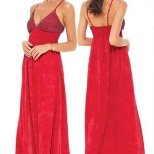 KHUSH Lumiere Beaded Red-on-Red Tie Dye Maxi Dress
